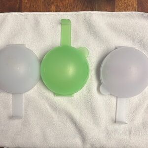 Tupperware Green and White storage set of 3